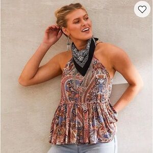 Gimmicks/Buckle - Paisley Print Peplum Tank Top